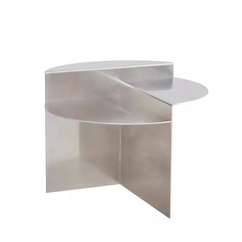 SkandiShop Stainless Steel Coffee Table Wabi-sabi Style Round Metal Coffee Table e